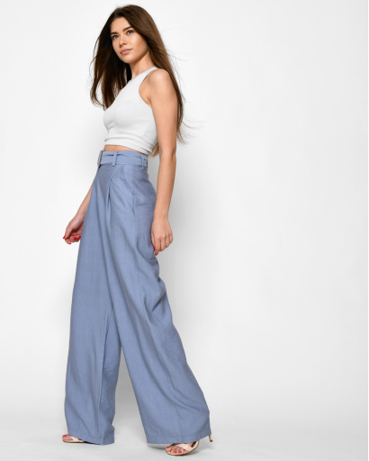 Голубые широкие брюки 48581, Цвет: Голубой, Размер: M, изображение 11