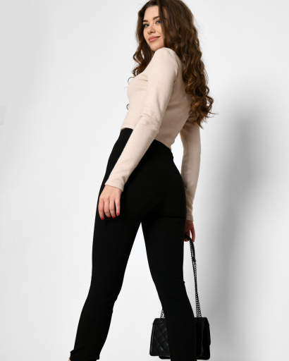 Жіночі чорні легінси з широкою резинкою 53261, Колір: Чорний, Розмір: XS, зображення 6