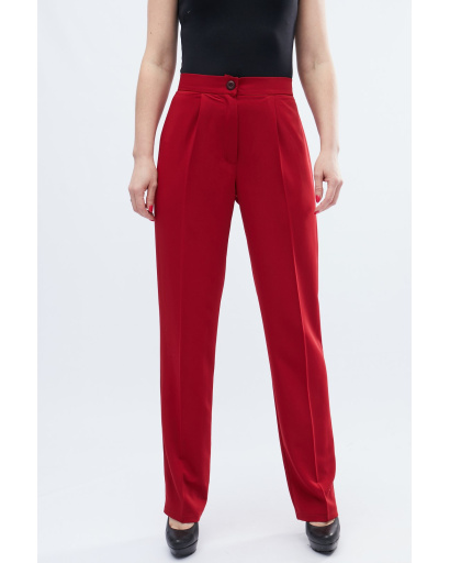 Класичні бордові вільні брюки 32597, Колір: Бордовий, Розмір: XS, зображення 2