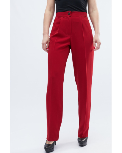 Класичні бордові вільні брюки 32597, Колір: Бордовий, Розмір: XS, зображення 3