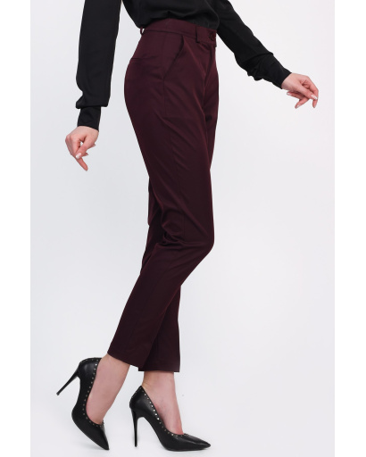 Класичні брюки марсала із стрілками 35105, Колір: Бургунді, Розмір: S, зображення 2