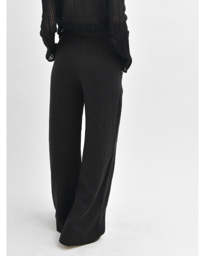 Широкі чорні брюки вільного крою 55956, Колір: Чорний, Розмір: L, зображення 4