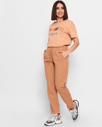 Брюки песок на завязке 43316, Цвет: Кемел, Размер: S, изображение 4