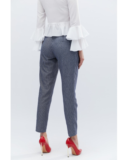 Стильные женские брюки в полоску 32701, Цвет: Синий, Размер: XS, изображение 3