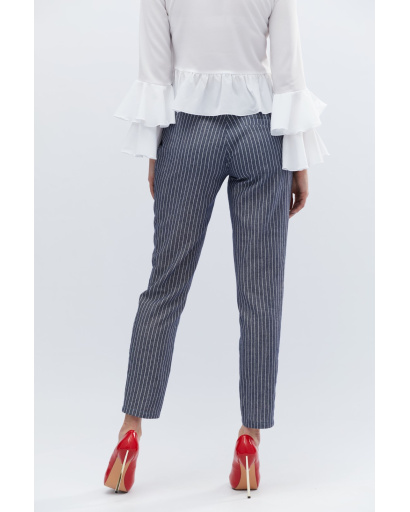 Стильные женские брюки в полоску 32701, Цвет: Синий, Размер: XS, изображение 4