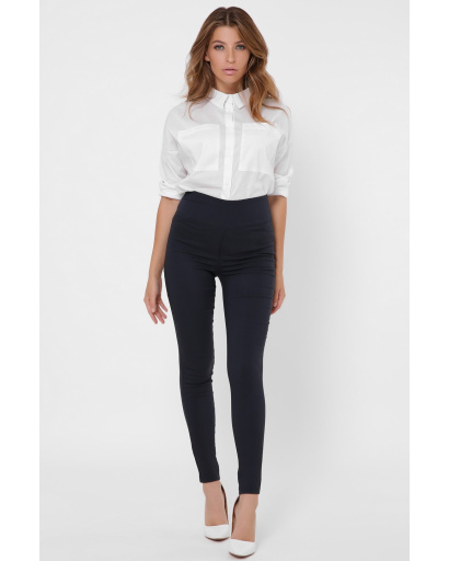 Облегающие синие брюки на высокой посадке 35980, Цвет: Синий, Размер: XS, изображение 2