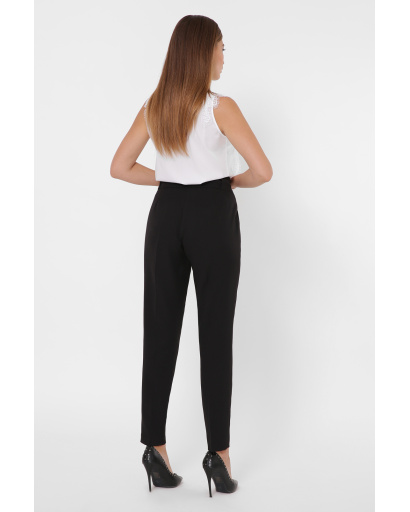 Классические черные брюки на завязке 35983, Цвет: Черный, Размер: S, изображение 3