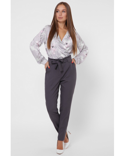 Классические брюки графит на завязке 35984, Цвет: Графит, Размер: XL, изображение 2