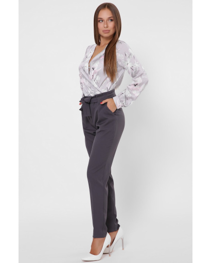 Классические брюки графит на завязке 35984, Цвет: Графит, Размер: XL, изображение 3