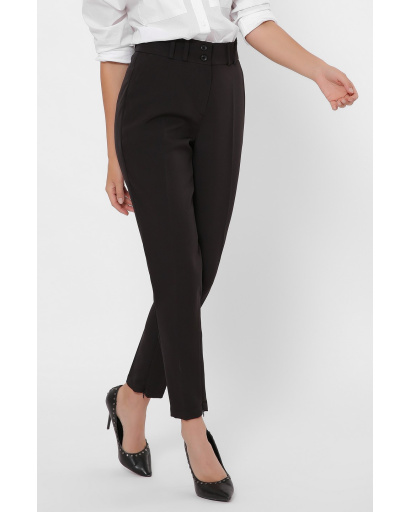 Классические брюки на высокой посадке 35987, Цвет: Черный, Размер: XS, изображение 2