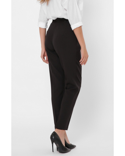 Классические брюки на высокой посадке 35987, Цвет: Черный, Размер: XS, изображение 3