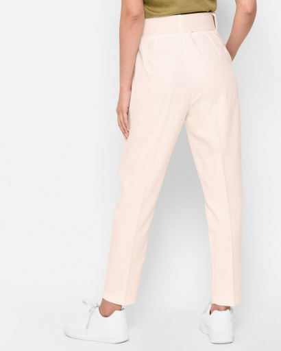 Легкие классические брюки с поясом 43334, Цвет: Молочний, Размер: S, изображение 3