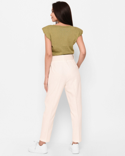 Легкие классические брюки с поясом 43334, Цвет: Молочний, Размер: S, изображение 6
