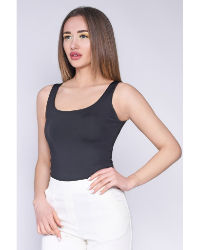 Жіноча чорна майка з закритою спинкою 35675, Колір: Чорний, Розмір: M, зображення 2