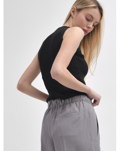 Жіноча чорна в'язана майка 55977, Колір: Чорний, Розмір: ONE SIZE, зображення 3