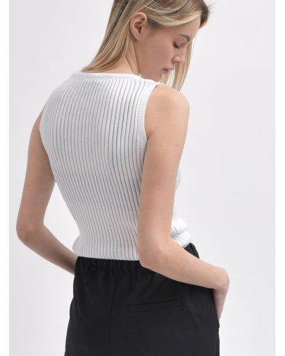 Женская белая вязаная майка 55978, Цвет: Белый, Размер: ONE SIZE, изображение 2