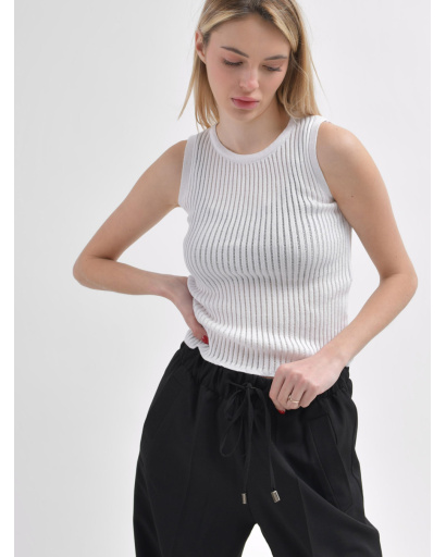 Женская белая вязаная майка 55978, Цвет: Белый, Размер: ONE SIZE, изображение 4