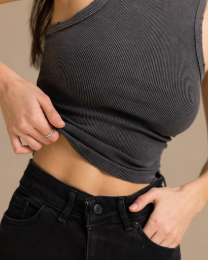 Літня майка з ефектом варки 55983, Колір: Сірий, Розмір: S, зображення 2