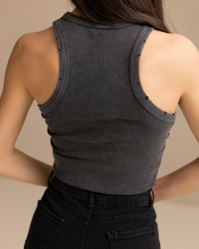 Літня майка з ефектом варки 55983, Колір: Сірий, Розмір: S, зображення 3