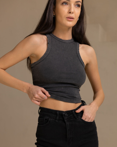 Літня майка з ефектом варки 55983, Колір: Сірий, Розмір: S, зображення 4