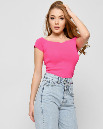 Малиновий топ з відкритими плечима 48569, Колір: Малина, Розмір: ONE SIZE, зображення 6