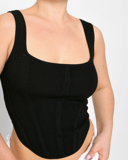 Черный топ на молнии 48570, Цвет: Черный, Размер: ONE SIZE, изображение 2