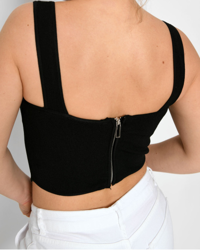 Черный топ на молнии 48570, Цвет: Черный, Размер: ONE SIZE, изображение 3