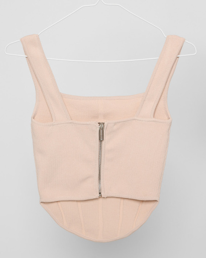 Закруглений бежевий топ 48571, Колір: Бежевий, Розмір: ONE SIZE, зображення 4