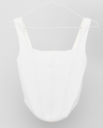 Трикотажний білий топ 48572, Колір: Молочний, Розмір: ONE SIZE, зображення 4