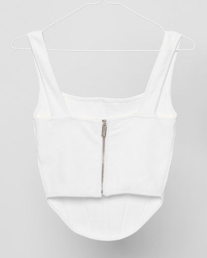 Трикотажний білий топ 48572, Колір: Молочний, Розмір: ONE SIZE, зображення 5