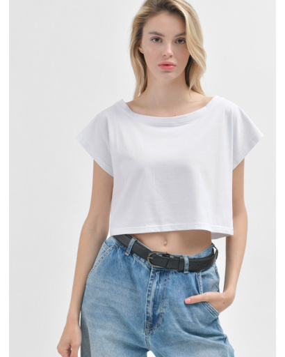 Білий жіночий кроп-топ 55400, Колір: Білий, Розмір: XS, зображення 2