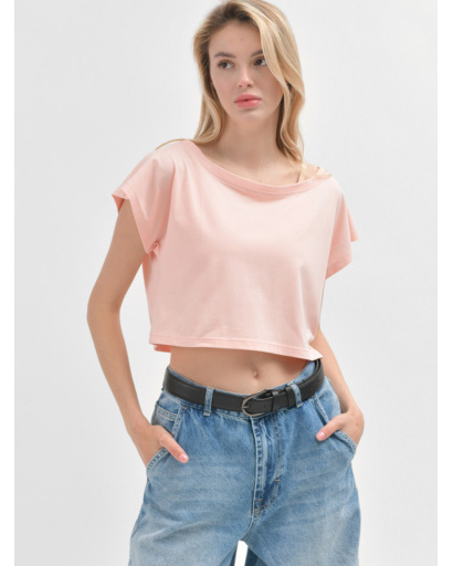 Персиковий жіночий кроп-топ 55401, Колір: Персиковий, Розмір: XS, зображення 2