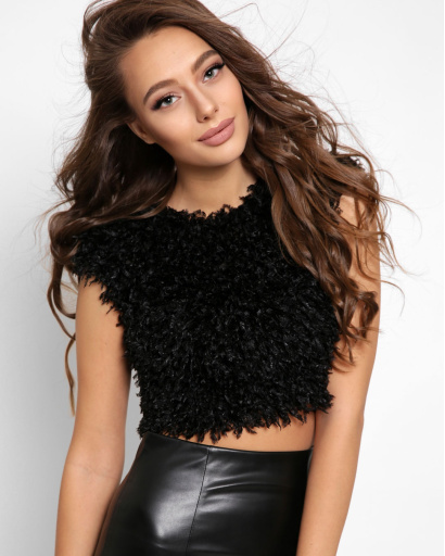 Пухнастий святковий топ колір чорний 39118, Колір: Чорний, Розмір: XS, зображення 2