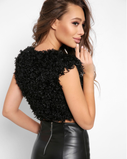 Пухнастий святковий топ колір чорний 39118, Колір: Чорний, Розмір: XS, зображення 3