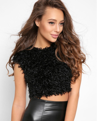 Пухнастий святковий топ колір чорний 39118, Колір: Чорний, Розмір: XS, зображення 4