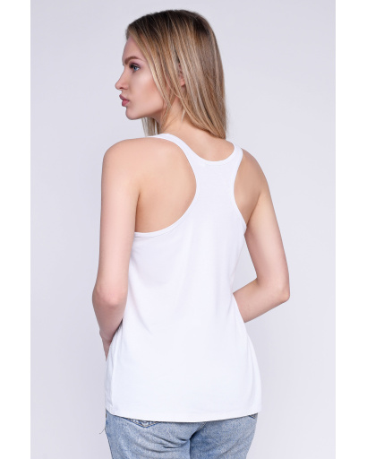 Яскрава майка вільного крою з принтом фламінго 35760, Колір: Білий, Розмір: XS, зображення 3