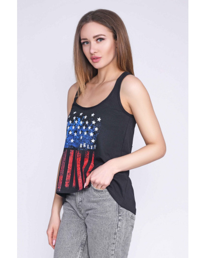 Яскрава майка вільного крою з принтом 35761, Колір: Чорний, Розмір: XS, зображення 2