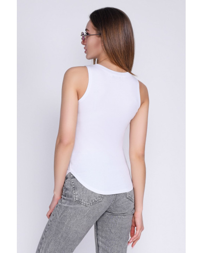 Біла майка з принтом 35762, Колір: Білий, Розмір: XS, зображення 3