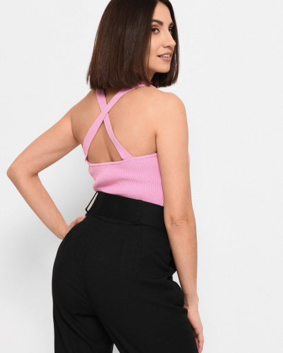 Сиреневый вискозный топ на резинках 43392, Цвет: Лавандовый, Размер: ONE SIZE, изображение 3