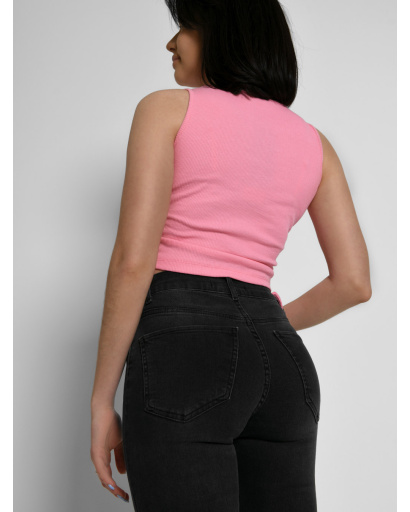 Женский розовый топ в рубчик 55177, Цвет: Розовый, Размер: M, изображение 2