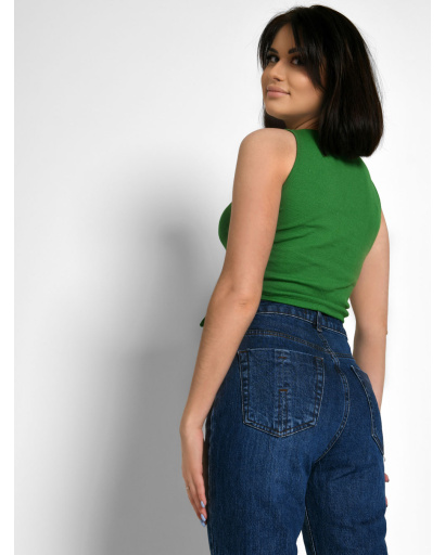 Женский зеленый топ в рубчик 55178, Цвет: Зеленый, Размер: S, изображение 2