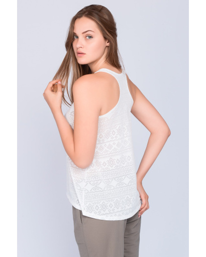 Біла майка з орнаментом 33519, Цвет: Белый, Размер: XS, изображение 2