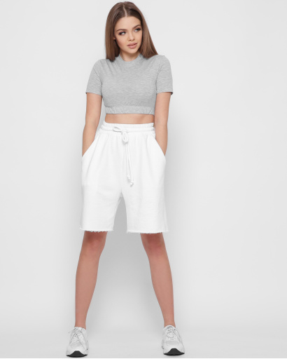 Короткий серый топ на резинке 41412, Цвет: Серый, Размер: S, изображение 2