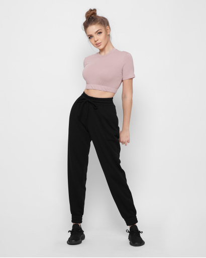 Короткий розовый топ на резинке 41413, Цвет: Розовый, Размер: S, изображение 5