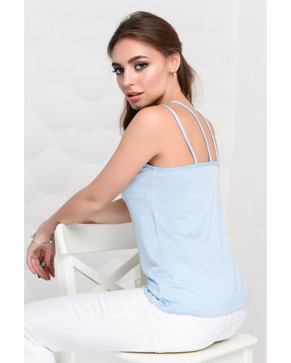 Женская майка на бретелях 26998, Цвет: Голубой, Размер: L, изображение 3