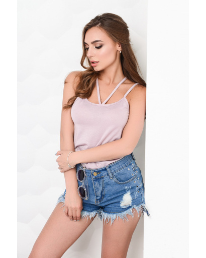 Женская шифоновая майка на бретелях 26999, Цвет: Розовый, Размер: M, изображение 3