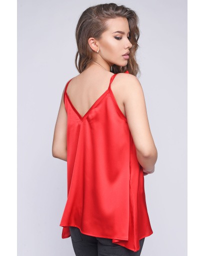 Шовкова жіноча блузка на зав'язках 35770, Колір: Червоний, Розмір: L, зображення 3