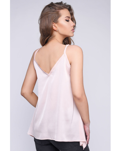 Шовкова жіноча блузка на зав'язках 35772, Колір: Персиковий, Розмір: XS, зображення 3