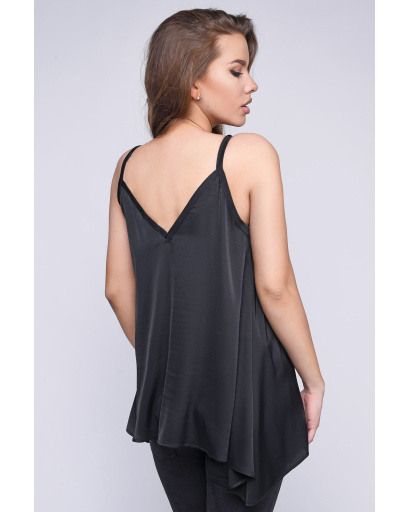 Шовкова жіноча блузка на зав'язках 35773, Колір: Чорний, Розмір: XS, зображення 3