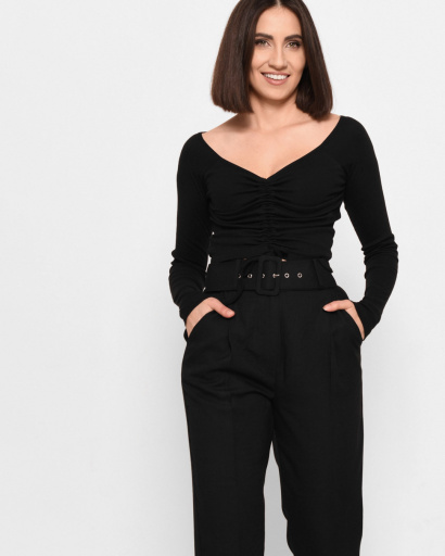 Черный топ на завязке с вырезом 43293, Цвет: Черный, Размер: L, изображение 2